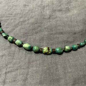 Turquoise and silver beaded bracelet